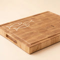 Wooden Butchers Black in Maple Hardwood with Fish Illustration Inlay