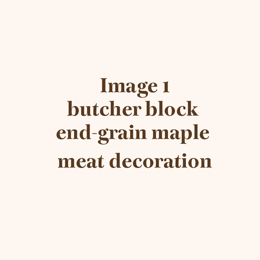 End Grain Butchers Block in Maple Wood with a Meat Illustration Inlay