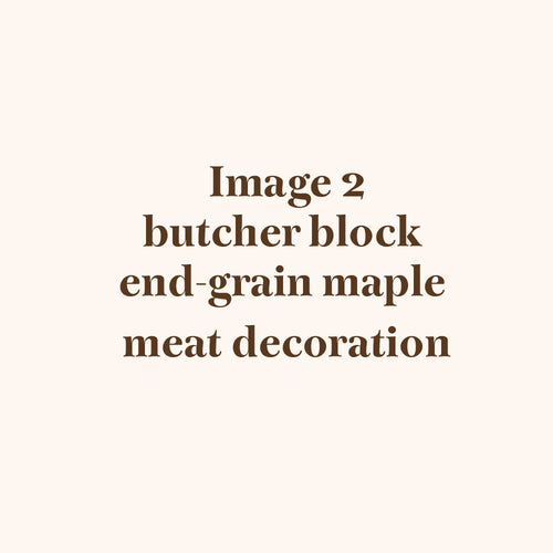 End Grain Butchers Block in Maple Wood with a Meat Illustration Inlay