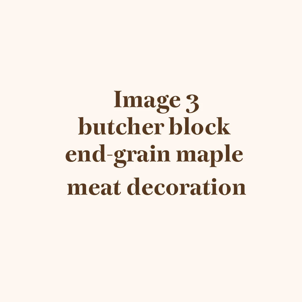 End Grain Butchers Block in Maple Wood with a Meat Illustration Inlay