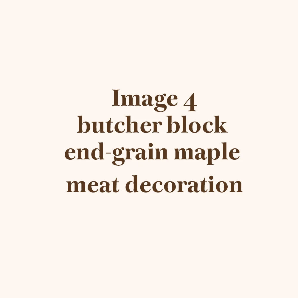 End Grain Butchers Block in Maple Wood with a Meat Illustration Inlay