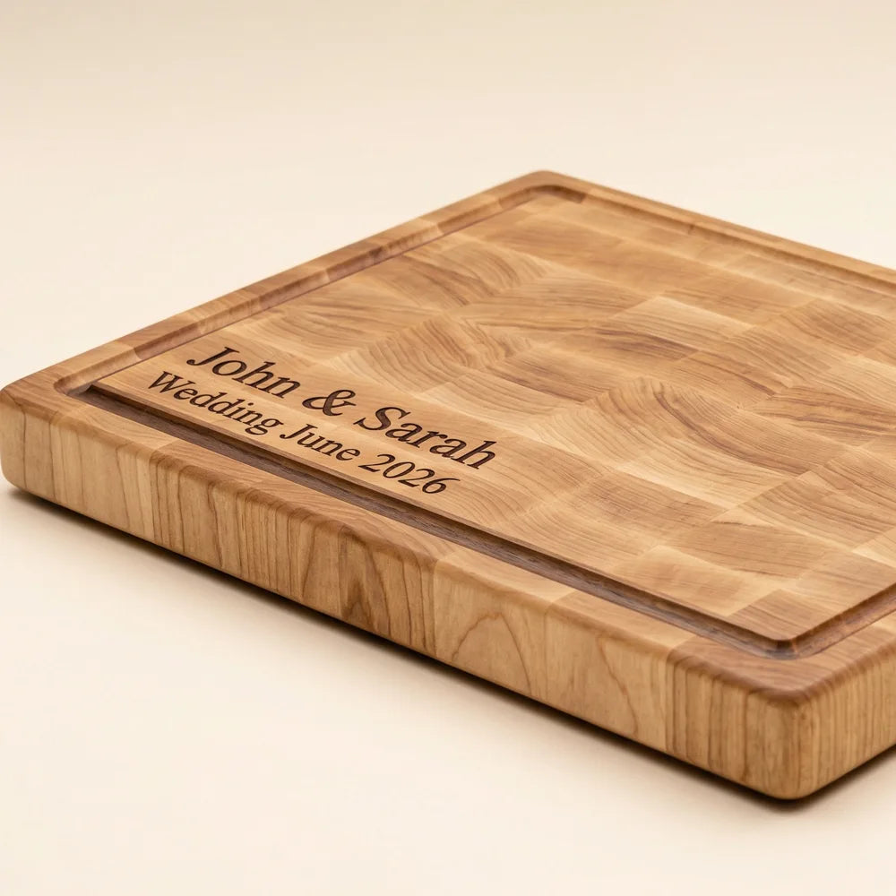 Personalised Chopping Board in End Grain Hard Maple Wood