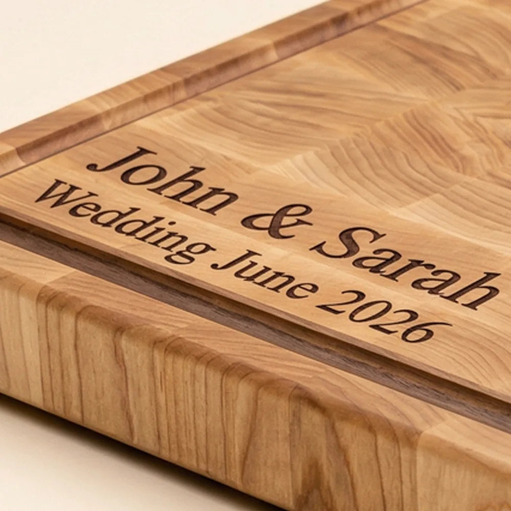 Personalised Chopping Board in End Grain Hard Maple Wood